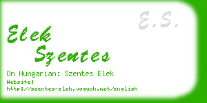 elek szentes business card